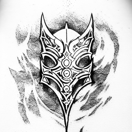 Blackwork "Final Fantasy Xiv Dark Knight" Tattoo Idea BlackInk