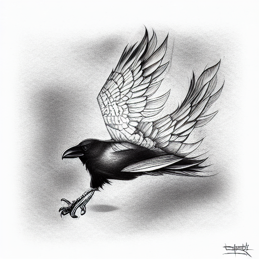 Black and Grey “Crow” Tattoo Idea - BlackInk