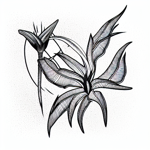 Blackwork "Bird Of Paradise Plant" Tattoo Idea BlackInk